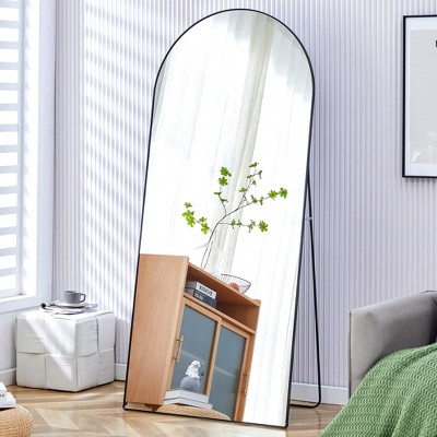 FURNIinspire Full Length Mirrors Wall Mirror, Decorative Mirror, Clothing Store, Floor Standing Large Mirror, Wall Mounted, Black 31.5*0.4"*71"