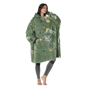 Catalonia Woman Wearable Blanket Hoodie Oversized Sweatshirt, Warm Fleece Pullover Adult Blanket, Cozy Birthday Gift for Woman Wife - 1 of 4