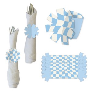 Big Dot of Happiness Blue Checkered Party - Paper Napkin Holder - Napkin Rings - Set of 24 - 1 of 4