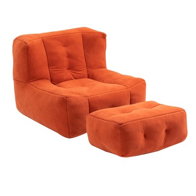 GustoWave Fluffy Bean Bag Chair, Comfortable Bean Bag, Super Soft Lazy Sofa Chair with Memory Foam and Ottoman, 38.6''*36.6''*30.1''