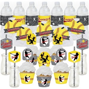 Big Dot of Happiness Grand Slam - Fastpitch Softball - Birthday Party or Baby Shower Favors and Cupcake Kit - Fabulous Favor Party Pack - 100 Pieces - 1 of 4
