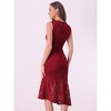 Allegra K Women's Sleeveless Lace Cocktail Asymmetric Hem Fishtail Ruffles Dresses - 3 of 4