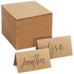 Juvale 200 Pack Kraft Paper Place Cards for Table Setting, Blank Name Cards for Wedding, Table Name Cards for Seating Banquets (3.5 x 2 In) Brown