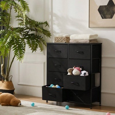 SKRAN Dresser For Bedroom, Storage Drawers, Tall Large Fabric Storage Tower Organizer With Metal Frame Wooden Top For Nursery