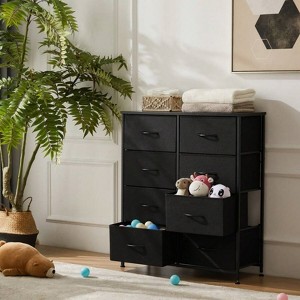 SKRAN Dresser For Bedroom, Storage Drawers, Tall Large Fabric Storage Tower Organizer With Metal Frame Wooden Top For Nursery - 1 of 4
