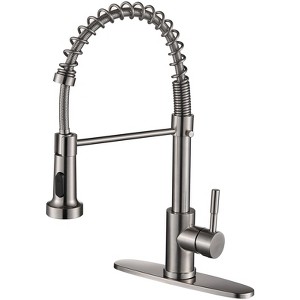 Cobbe Brushed Nickel Kitchen Faucet with Pull Down Sprayer, Stainless Steel Kitchen Sink Faucets for 1 or 3 Hole, Single Handle Faucet - 1 of 4