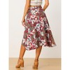 Allegra K Women's Tie Waist Hawaiian Tropical Floral Wrap Midi Skirt - 4 of 4
