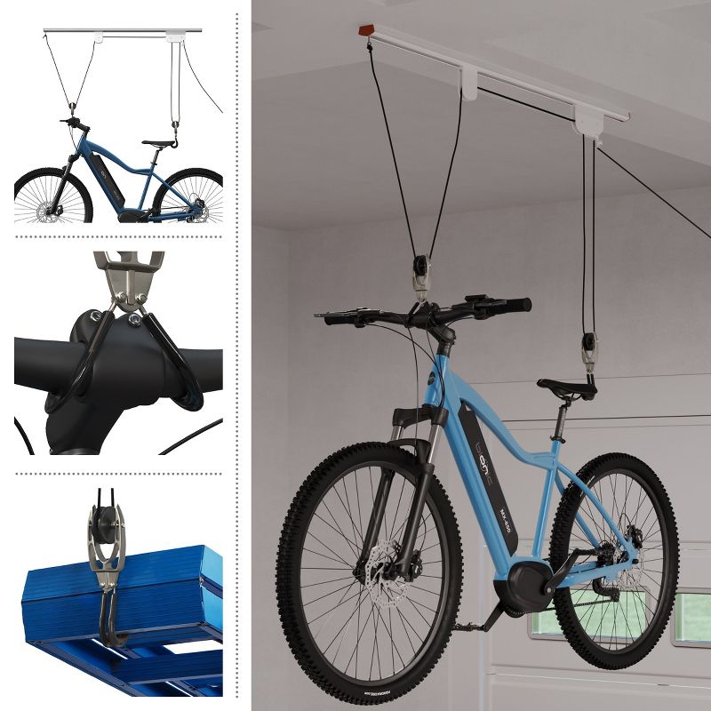 Leisure Sports 75 lb. Rail Mount Bike Storage Hoist, 3 of 9