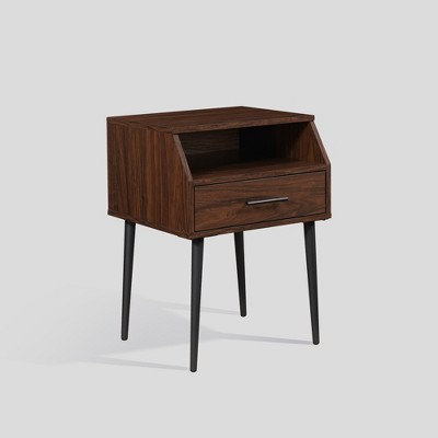 Modern 1 Drawer Angled Side Table - Saracina Home