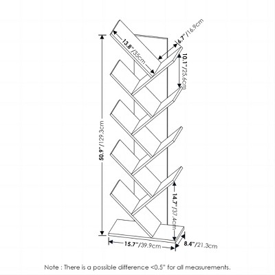 Espresso 9-Tier Lightweight Tree Bookshelf for Versatile Use