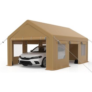 Garvee 13x20ft Carport -Portable Upgraded Garage，Heavy Duty Carport with 4 Roll-up Doors & 4 Ventilated Windows - 1 of 4
