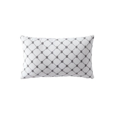 Linen Classique, Dotted Windowpane Decorative Pillow, Grey, 12x20 ...