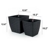 Okak 2 Pack Self-Watering Planter 12.6/10.3 Inch Cube Weather-Resistant Wicker Finish Pot for Patio, Garden, Indoor Plants - 3 of 4