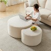 MOEPISY Nesting Coffee Table Set of 2,Upholstered Round Coffee Tables Set of 2 for Living Room, Modern Foam Round Coffee Table Beige - 2 of 4