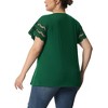 Agnes Orinda Women's Plus Size Round Neck Hollow Lace Panel Short Sleeve Casual Summer Blouses - 4 of 4