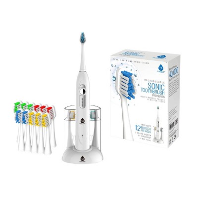 Pursonic Rechargeable S430 Sonic Toothbrush with Bonus Brush Heads White - 12ct