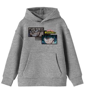 My Hero Academia anime Deku & Bakugo Youth Boys Heather Grey Hoodie - 1 of 2