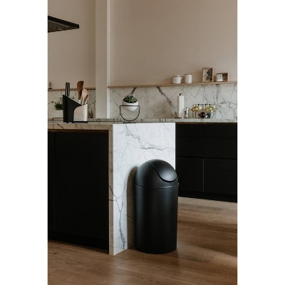 Black 10 Gallon Plastic Swing Top Kitchen Trash Can