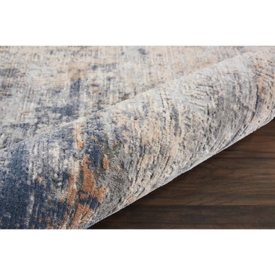 Rustic Grey and Beige Abstract Synthetic Area Rug 4' x 6'