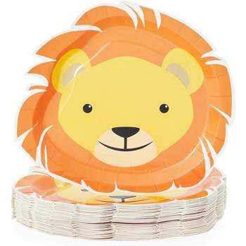 Blue Panda 48-Pack Lion Party Supplies, Disposable Paper Dinner Plates for Safari Jungle Animal Theme, 13x10"