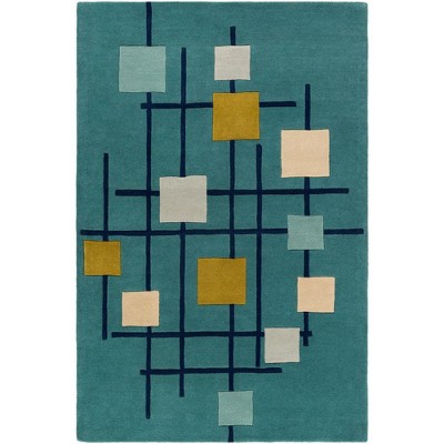 Mark & Day Charlo 2'x3' Rectangle Tufted Indoor Area Rugs Teal: Modern Wool, Stain-Resistant, Pet Friendly, Medium Pile