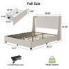 Full Storage Bed 1000LBS with 4 Drawers & Charging, Premium Linen Button-Tufted Headboard, Nail-head Trim, Metal-Wood Slat, Noise-Free Wheels - 2 of 4