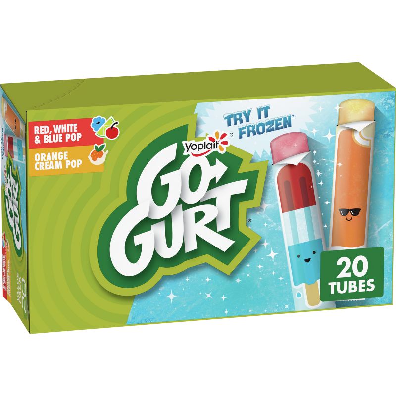 Yoplait Go-Gurt Red, White &#38; Blue Pop/Orange Cream Pop Low Fat Kids&#39; Yogurt  - 40oz/20ct, 1 of 10
