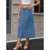 INSPIRE CHIC Women's Denim Button Down Front Slit High Waisted Pockets A Line Midi Skirts - 2 of 4