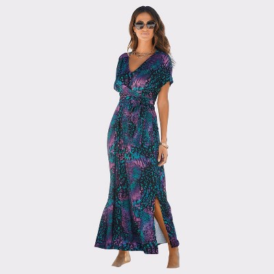 Women's V-Neckline Patterned Maxi Dress - LASCANA