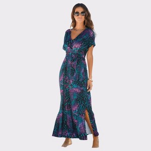 Women's V-Neckline Patterned Maxi Dress - LASCANA - 1 of 4
