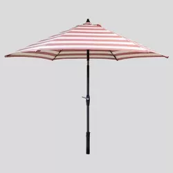 9' x 9' Round Cabana Stripe Patio Umbrella DuraSeason Fabric™ Red - Black Pole - Threshold™