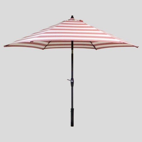 9 Round Cabana Stripe Patio Umbrella, Red White Striped Patio Umbrella