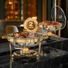 Warmounts 5QT Gold Luxury Round Chafing Dish Buffet Set Food Warmer with Glass Lids & Holders - 2 of 4
