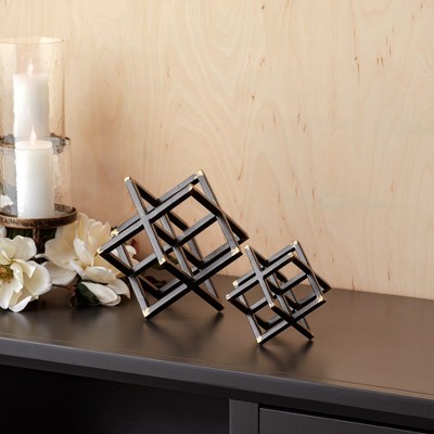 Melrose Black and Gold Metal Star Sculptures, Set of 2