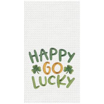 C&F Home Happy Go Lucky Embroidered Cotton Waffle Weave Kitchen Towel
