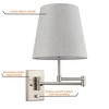 Claxy Modern Brushed Nickel Plug-in or hardwired Swing Arm Wall Lamp with Fabric Shade Set of 2 - 4 of 4