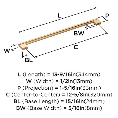 Champagne Bronze 12-5/8" Modern Industrial Cabinet Pull