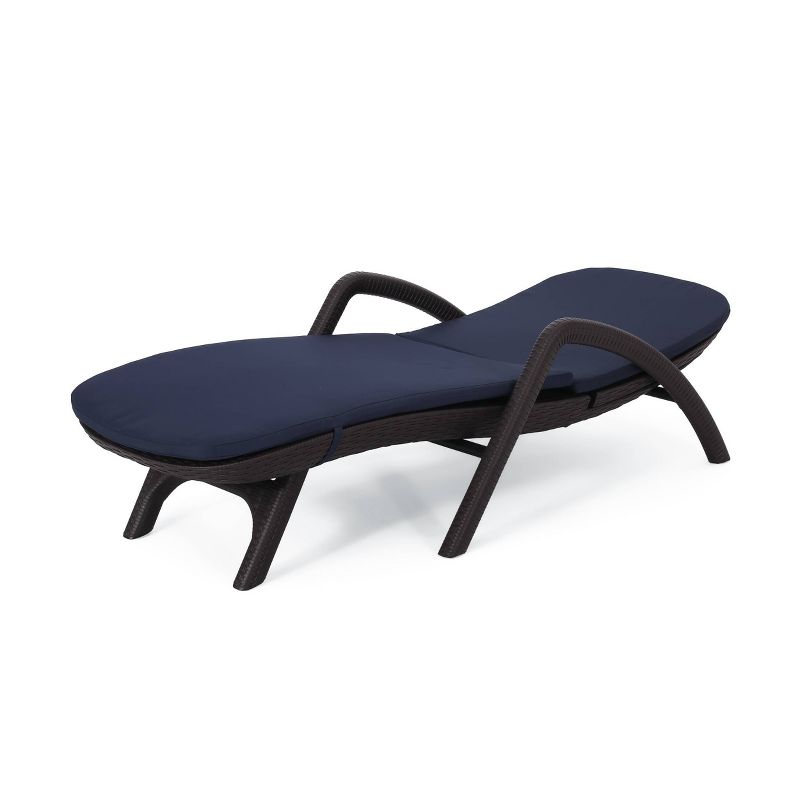 Waverly Patio Faux Wicker Chaise Lounge Navy - Christopher Knight Home, 1 of 7