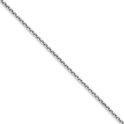 Black Bow Jewelry 1.3mm 10k White Gold Solid Diamond Cut Cable Chain Necklace