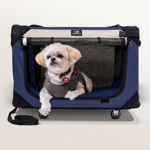 PetLuv Cat & Dog Pull-Along Carrier on Wheels & Rolling Travel Crate, Removable Soft Pillow, Privacy Windows, Locking Zippers, Pocket, Seatbelt Loops - 1 of 4