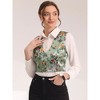 Allegra K Women's Floral Pattern Button Closure Satin Waistcoat Vest - 2 of 4