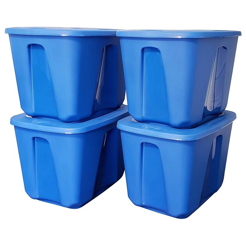 Homz 18 Gallon Medium Standard Stackable Plastic Storage Container Bin with Secure Snap Lid for Home Organization, Blue, 8 Pack, 2 of 7