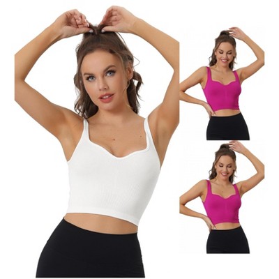 INSPIRE CHIC Women's Slim-Fit Ribbed Workout Sleeveless Plunge Sports Camisole 3 Packs