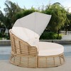 Outdoor Rattan Round Daybed with Retractable Canopy, Wicker Furniture Poolside Sofa Sunbed with Removable Cushions for Backyard and Porch - 4 of 4