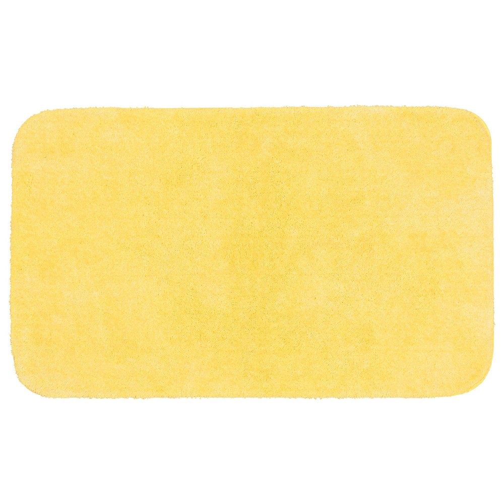  Traditional Plush Nylon Washable Bath Rug Yellow