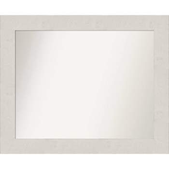 34" x 28" Non-Beveled Rustic Plank White Bathroom Wall Mirror - Amanti Art