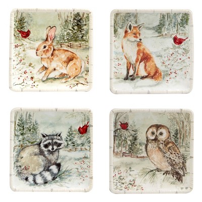 Set of 4 Winter's Walk Canape Dining Plates - Certified International