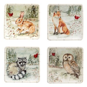 Set of 4 Winter's Walk Canape Dining Plates - Certified International - 1 of 4