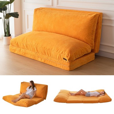 MAXYOYO Bean Bag Sofa Bed - Foldable Corduroy Floor Sofa, Washable, Orange