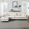 110" Cloud Chenille L-Shaped Convertible Sectional Sofa with Removable Ottoman, Throw and Waist Pillows - 2 of 4
